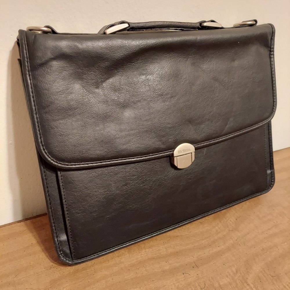 McKlein Flapover Leather Business Case Briefcase Black Professional No strap